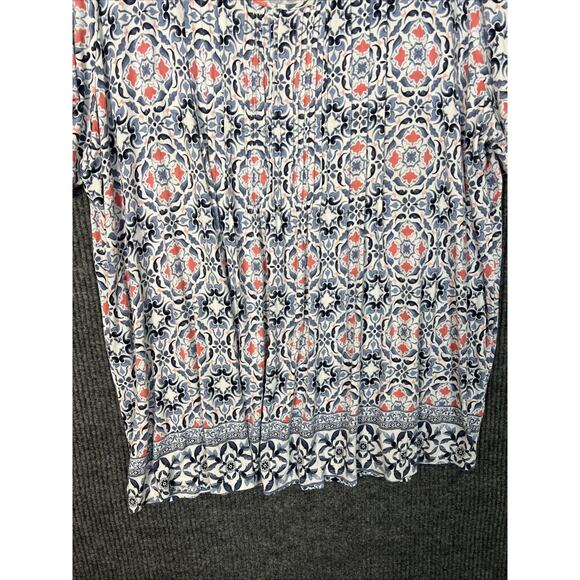 Croft & Barrow Womens Bohemian Printed Tee Shirt Sz 3X Multi Color Short Sleeve - Picture 2 of 8